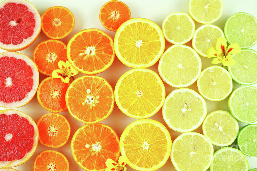 Citrus Fruit Including Blood Grapefruit Mandarins Oranges Lemons And Limes Photograph By Milleflore Images