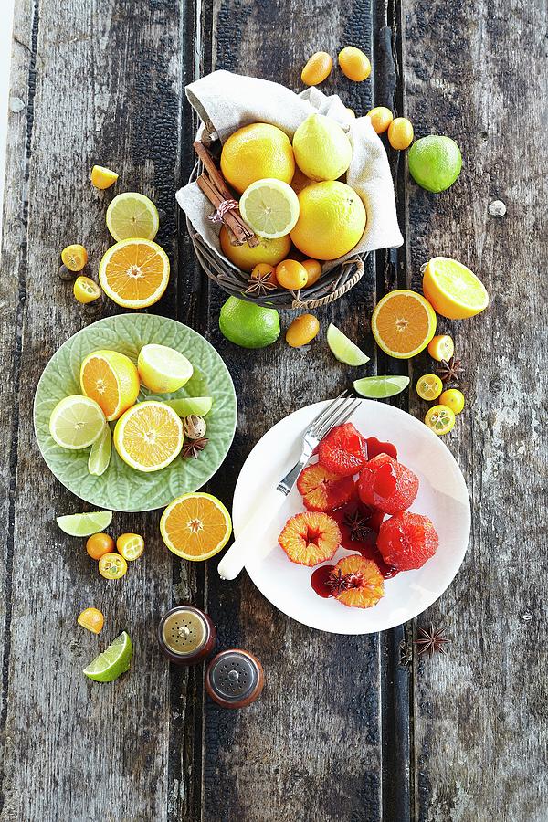 Citrus Fruits And Orange Dessert Photograph by Rafael Pranschke