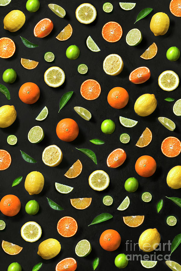 Citrus Fruits Pattern Background Photograph by Twomeows