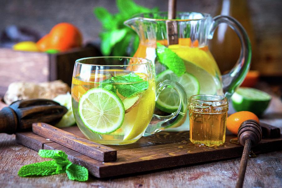 Citrus Water With Mint, Ginger And Honey Photograph by Irina Meliukh