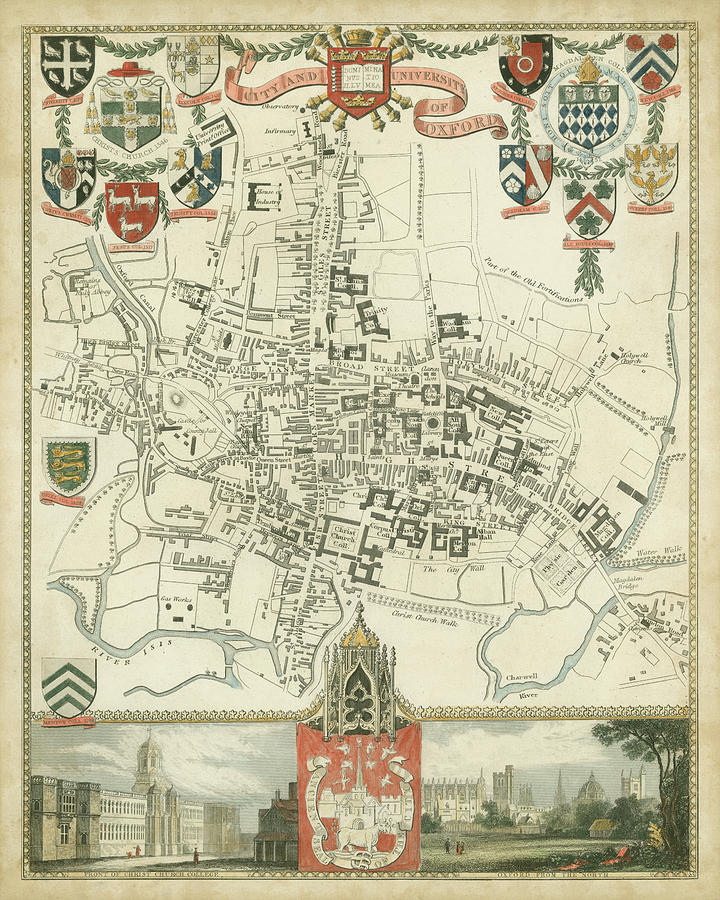 Map Painting - City & University Of Oxford by Unknown