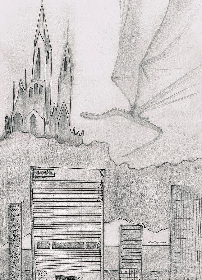 City 3 Drawing by Dan Twyman