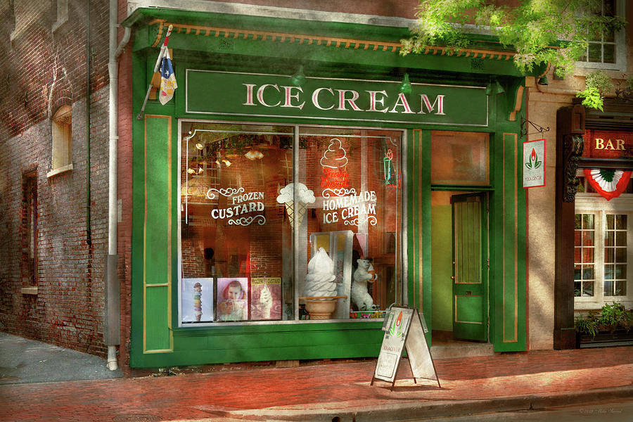 Ice Cream Photograph - City - Alexandria VA - The Creamery - Vanilla version by Mike Savad