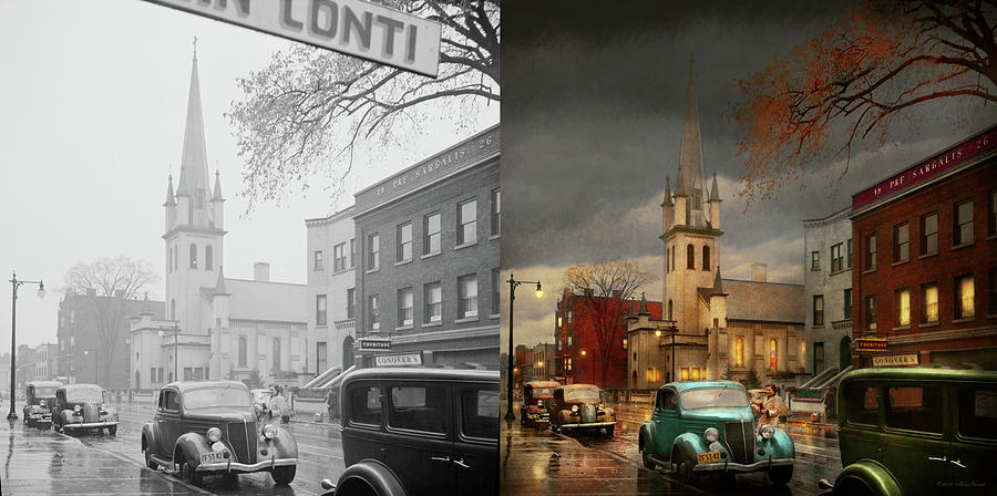 City - Amsterdam NY - Evening Prayers 1941 - Side by Side Photograph by Mike Savad