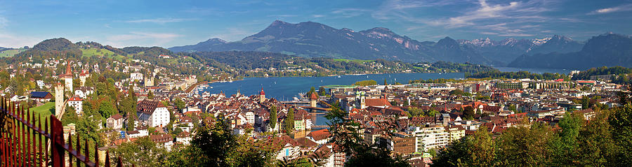 City and lake of Luzern panoramic aerial view Photograph by Brch ...