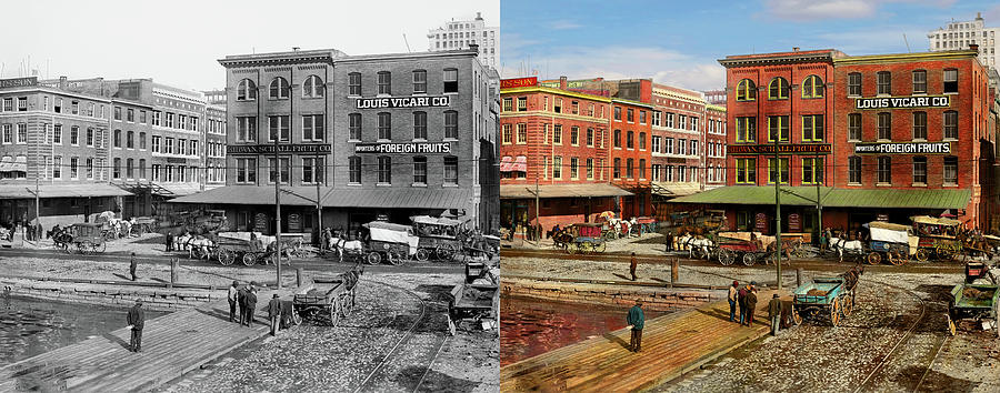 City - Baltimore MD - Pratt St - Fruit Importers 1906 Right Half - Side by Side Photograph by Mike Savad