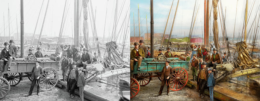 City - Baltimore MD - So shellfish 1905 - Side by Side Photograph by Mike Savad