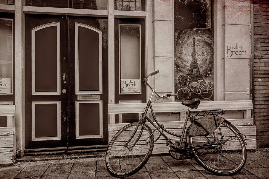 City Bike Downtown in Sepia Photograph by Debra and Dave Vanderlaan