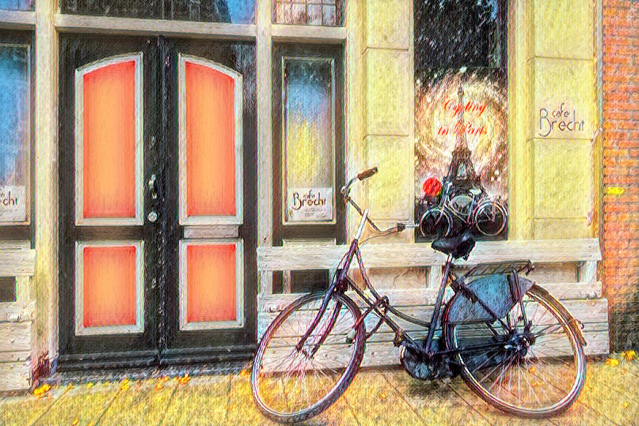 City Bike Downtown Oil Painting Photograph by Debra and Dave Vanderlaan
