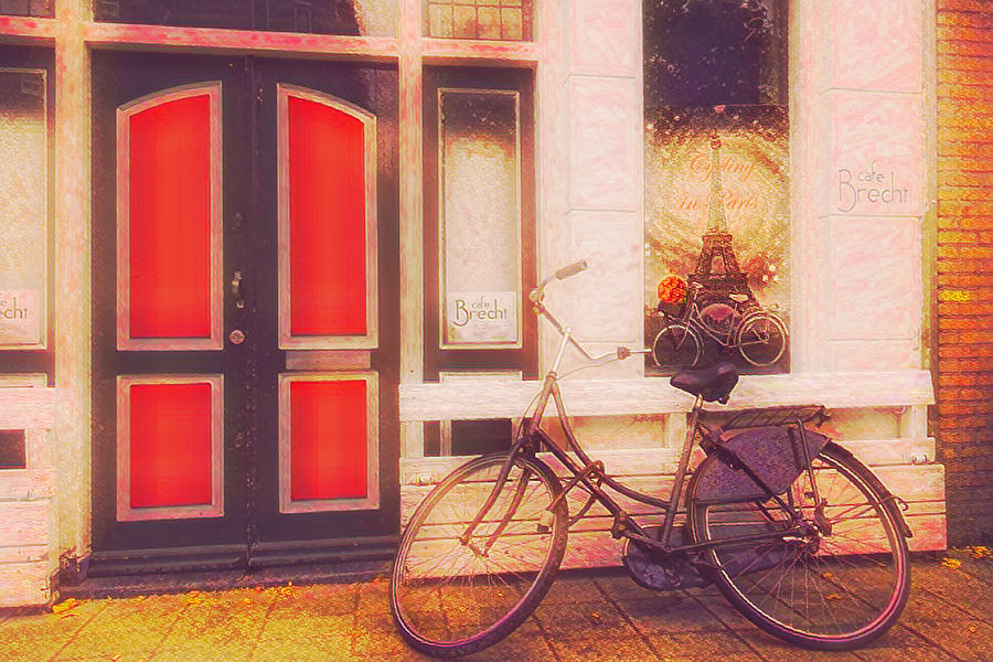 City Bike Downtown Postcard Photograph by Debra and Dave Vanderlaan