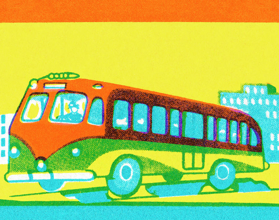 Transportation Drawing - City Bus by CSA Images