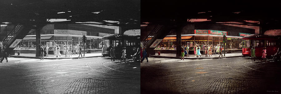 City - Chicago IL - Maple leaf restaurant and Candies 1940 - Side by Side Photograph by Mike Savad