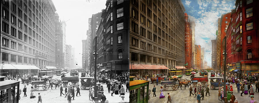 City - Chicago IL - Marshall Fields Company 1911 - Side by Side Photograph by Mike Savad