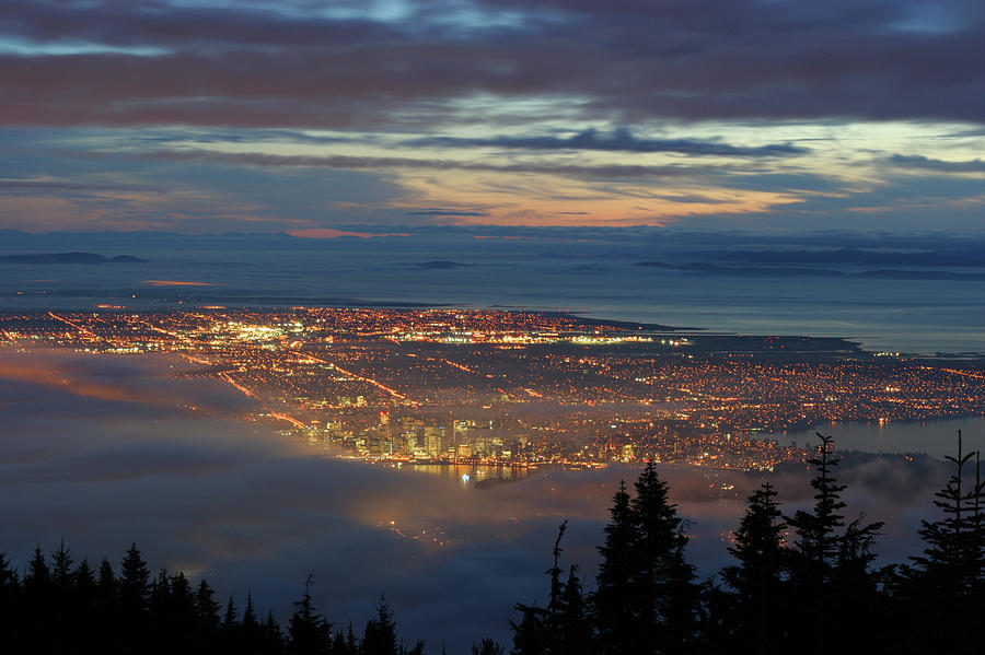 City From Grouse Mountain At Sunset Photograph by Lonely Planet