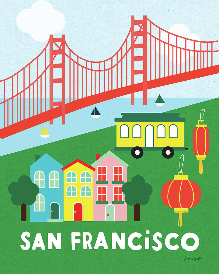City Drawing - City Fun San Francisco by Ann Kelle