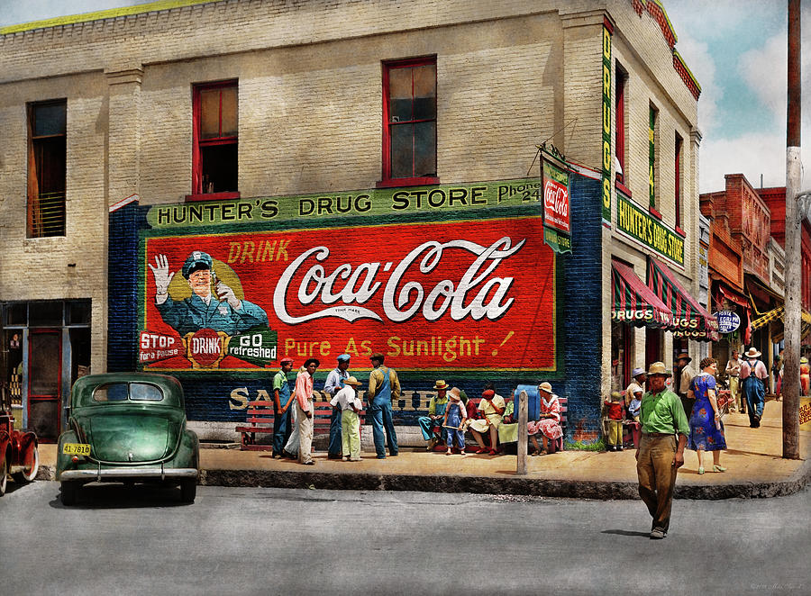 City - Greensboro GA - Hunters Drug Store 1939 Photograph by Mike Savad