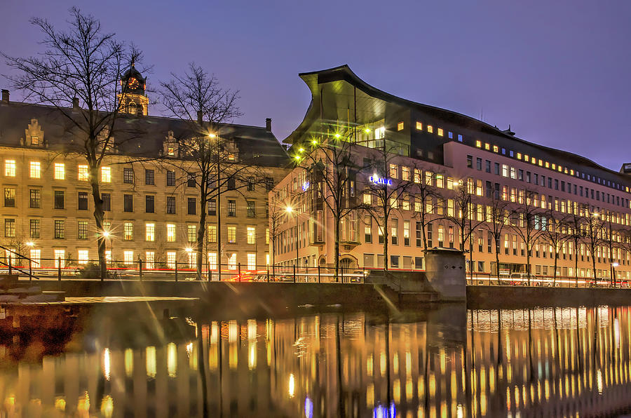 City hall and police in the blue hour Photograph by Frans Blok