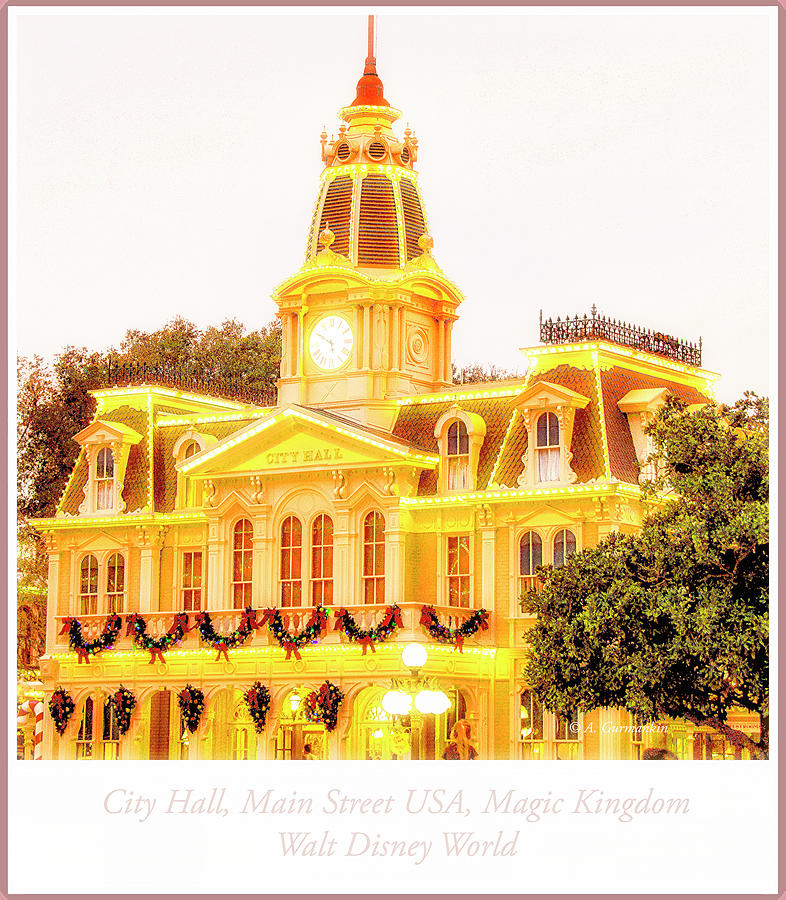 City Hall, Main Street USA, Magic Kingdom, Walt Disney World Digital Art by A Macarthur Gurmankin