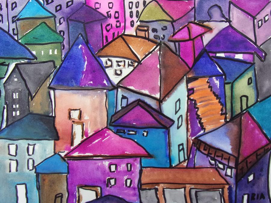 City Houses Painting by J Nell B - Fine Art America