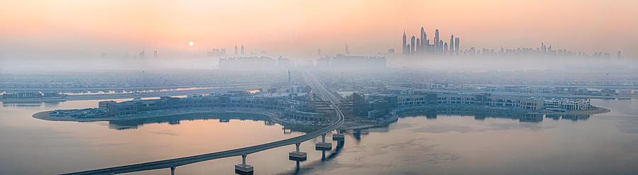 Architecture Photograph - City In The Morning Mist by John J. Chen