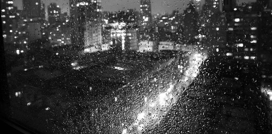 City Lights And Rain Drops Photograph by Adam Garelick