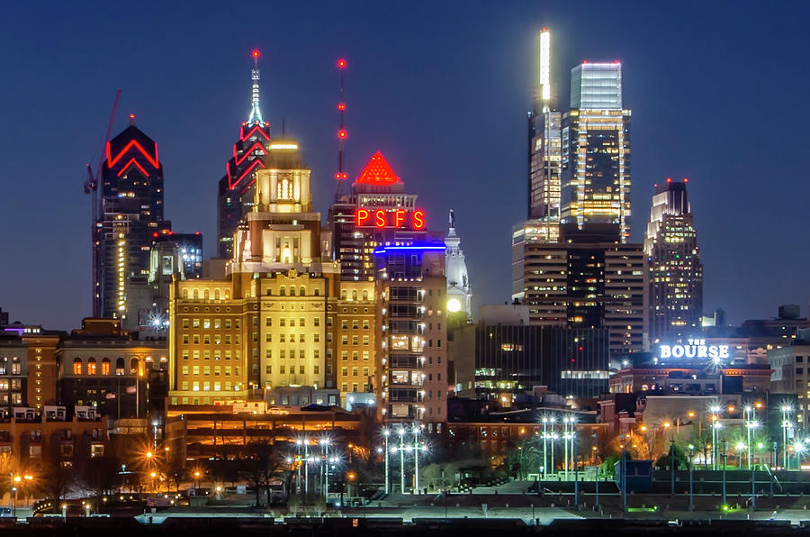 City Lights - Philadelphia Photograph by Bill Cannon
