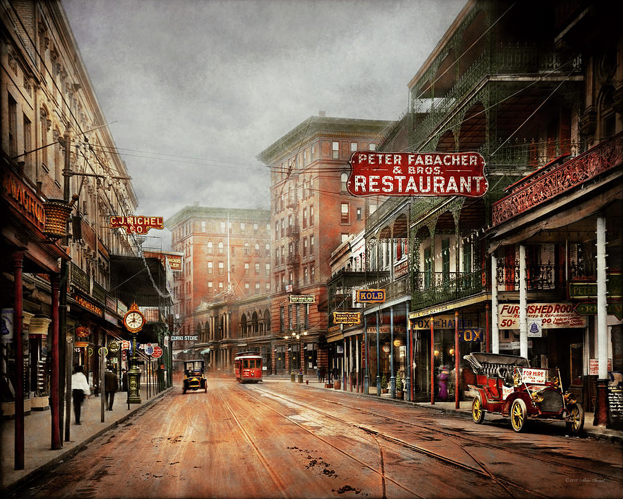 City - New Orleans - A look at St Charles Ave 1910 Photograph by Mike Savad
