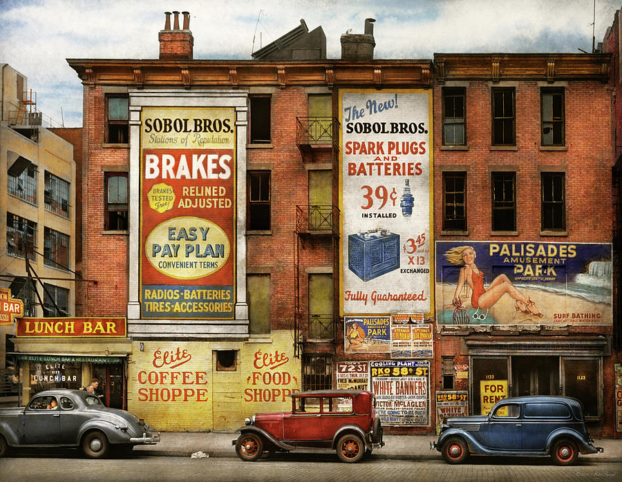 City - NY - A rainy day in New York City 1943 Photograph by Mike Savad -  Fine Art America