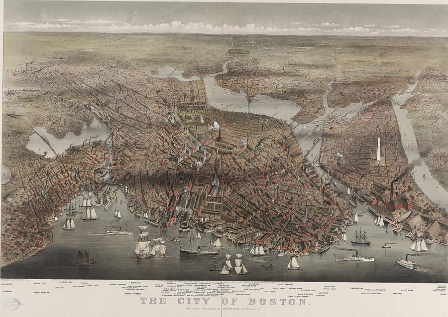 City of Boston Painting by Currier & Ives