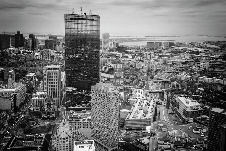 City of Boston Reflected Black and White Photograph by Carol Japp