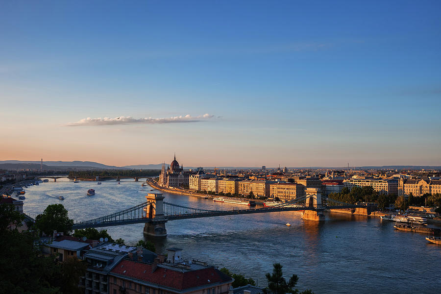 City Of Budapest And Danube River At Sunset Photograph by Artur Bogacki