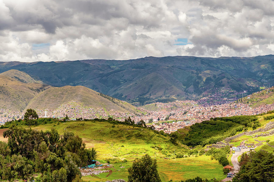 City of Cusco and surrounding Andean mountains in Peru. Photograph by ...