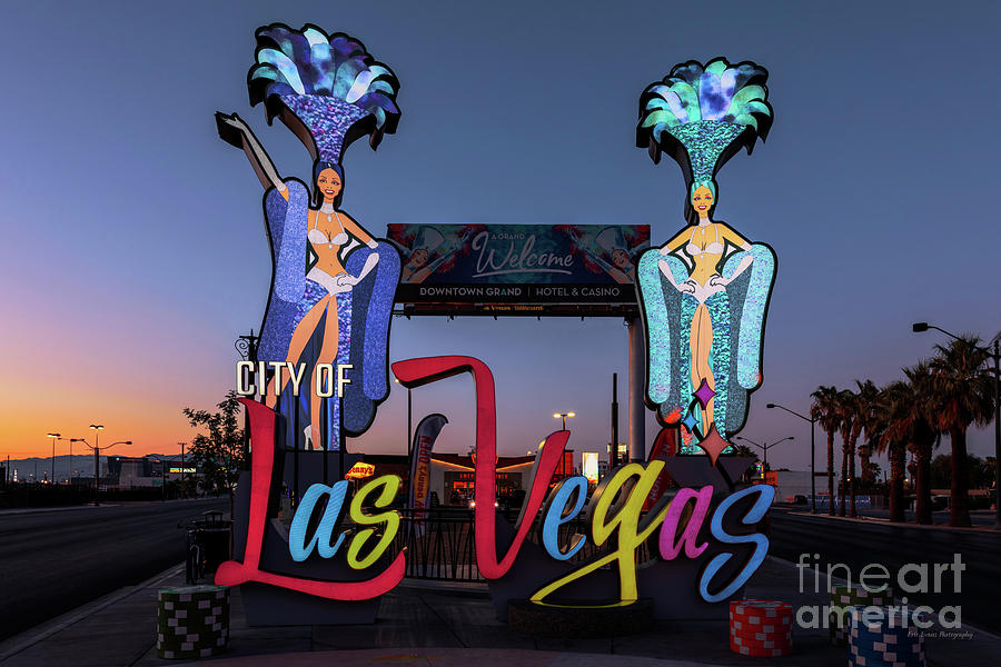 City Of Las Vegas Sign at Dusk by Aloha Art