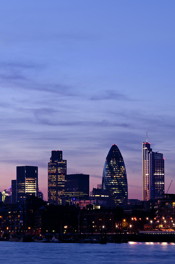 City Of London Skyscrapers At Dusk Photograph by Dynasoar