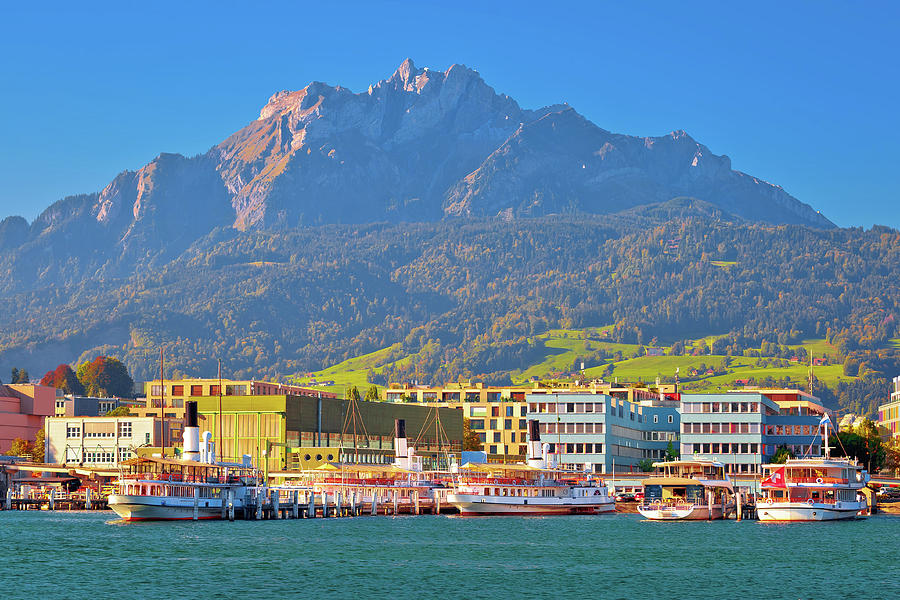 City of Luzern and Pilatus mountain view from lake Photograph by Brch Photography
