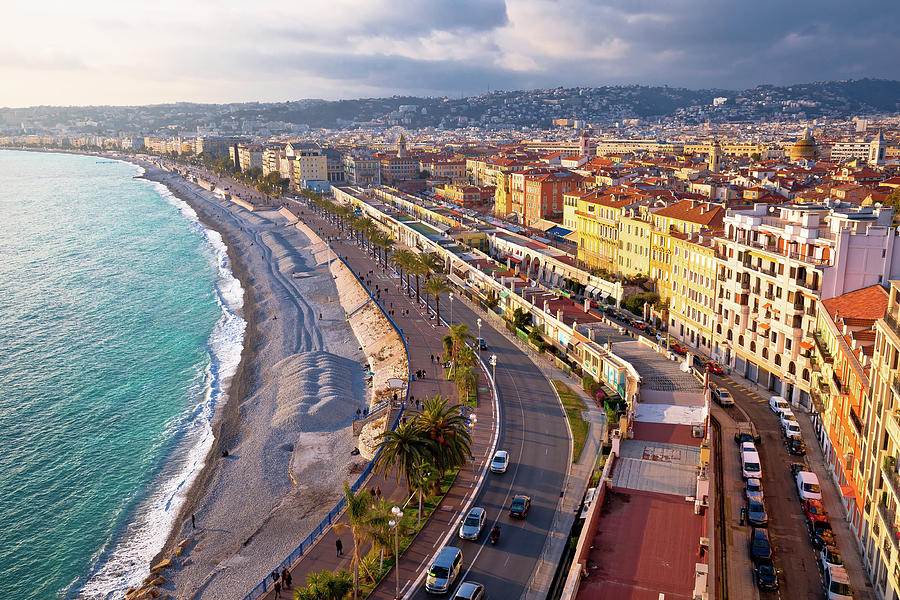 City of Nice Promenade des Anglais waterfront aerial view Photograph by Brch Photography
