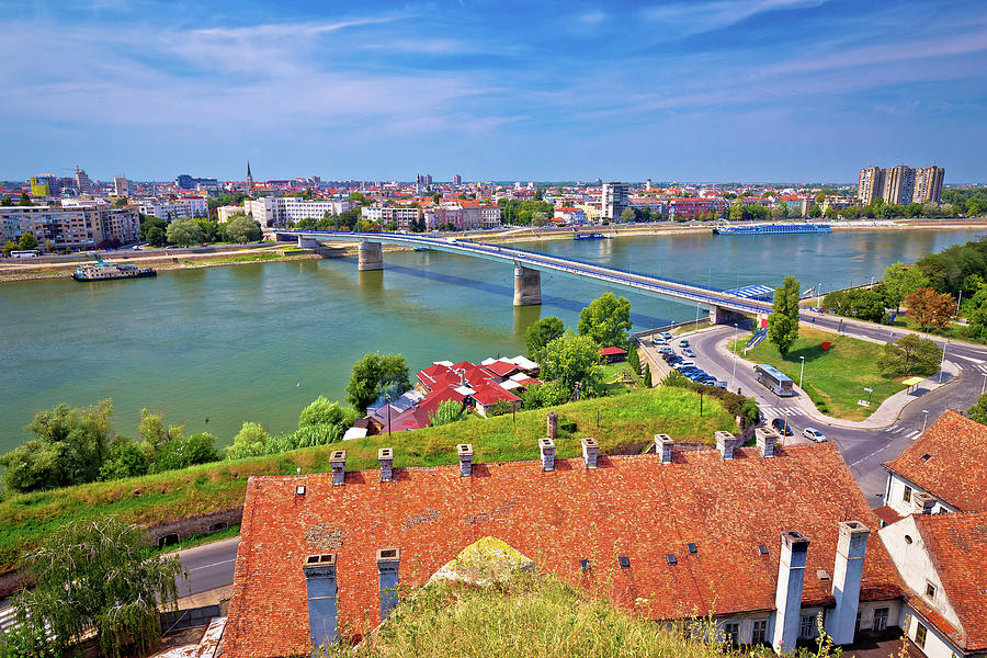 City Of Novi Sad And Danube River Aerial View From Petrovaradin Photograph