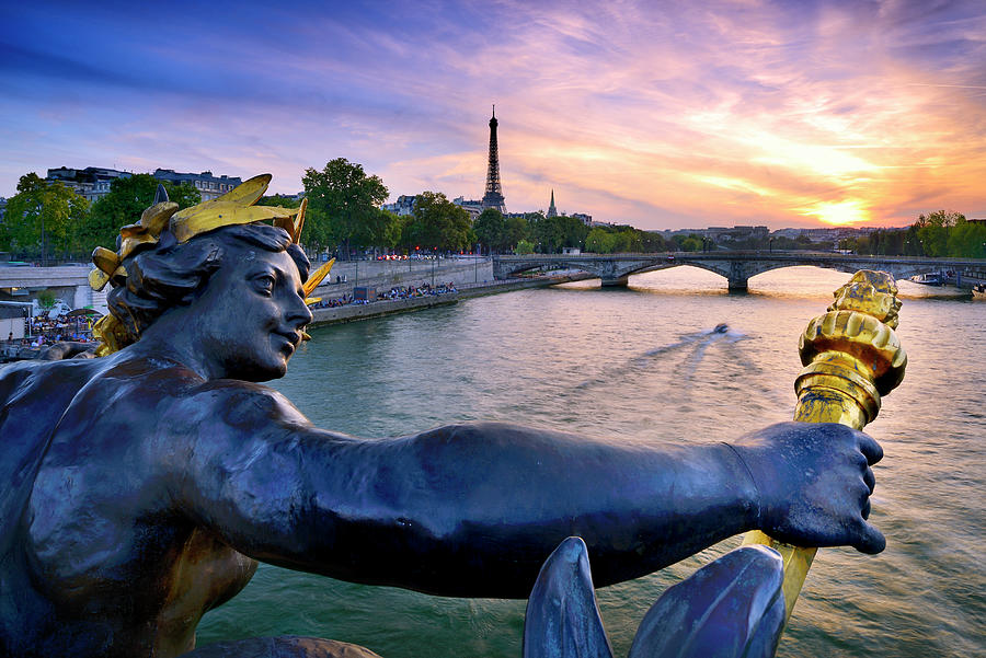 City Of Paris Along The Seine River Digital Art by Francesco Carovillano