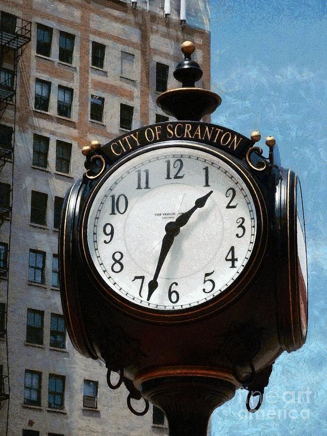 City of Scranton PA Street Clock bs Photograph by Janine Riley