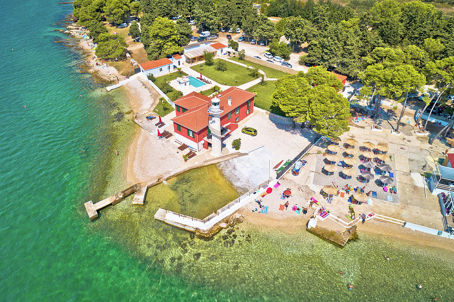 City of Zadar Puntamika lighthouse and beach aerial summer view Photograph by Brch Photography