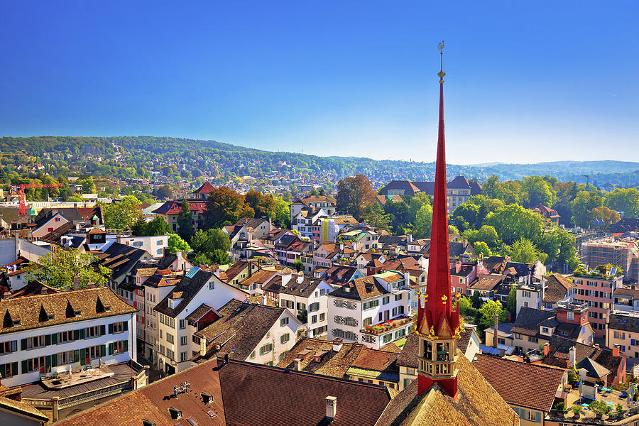 City Of Zurich Rooftops And Cityscape Aerial View Photograph