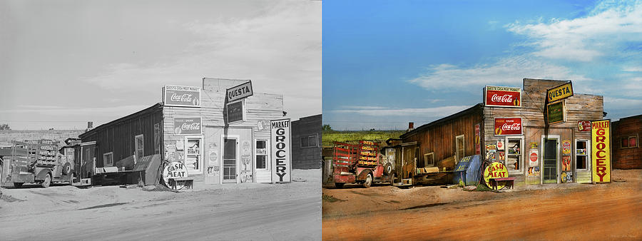 City - Questa NM - Free AIR and More 1939 - Side by Side Photograph by Mike Savad