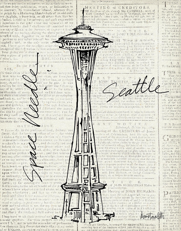 Seattle Painting - City Sketches X Seattle by Anne Tavoletti