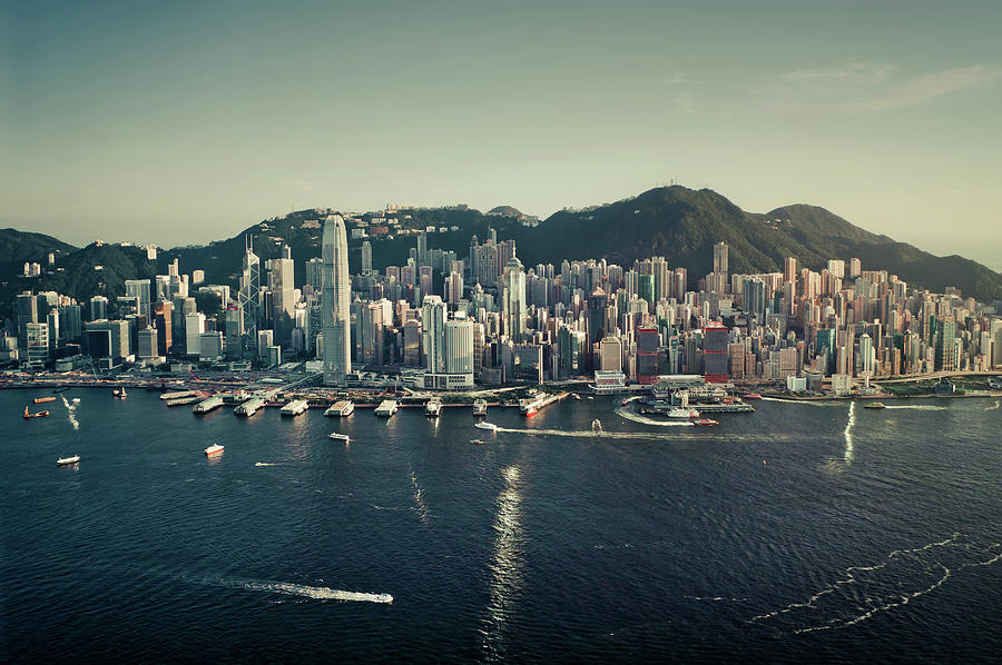 City Skyline And Busy Victoria Harbour Photograph by D3sign