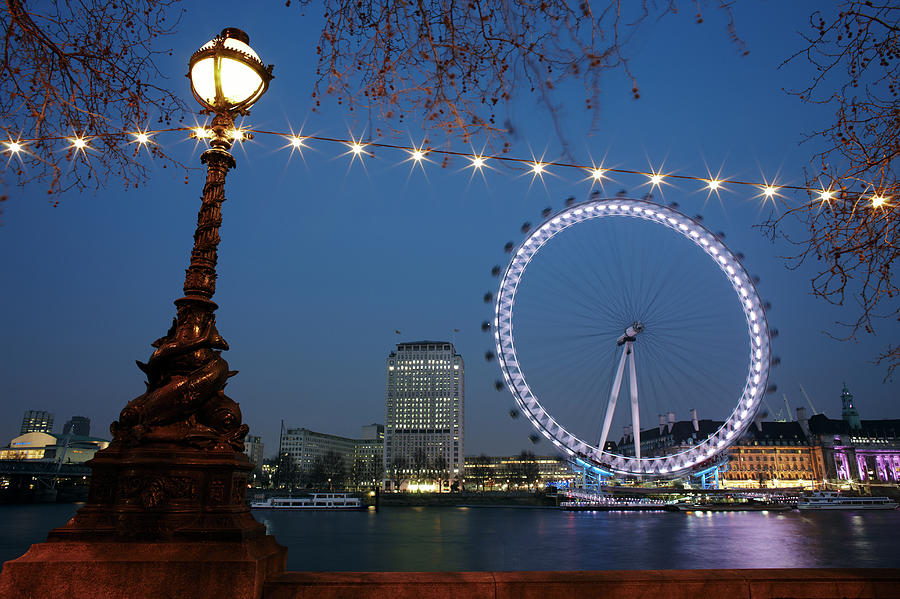 London Photograph - City Skyline And Millennium Wheel At by Gary Yeowell