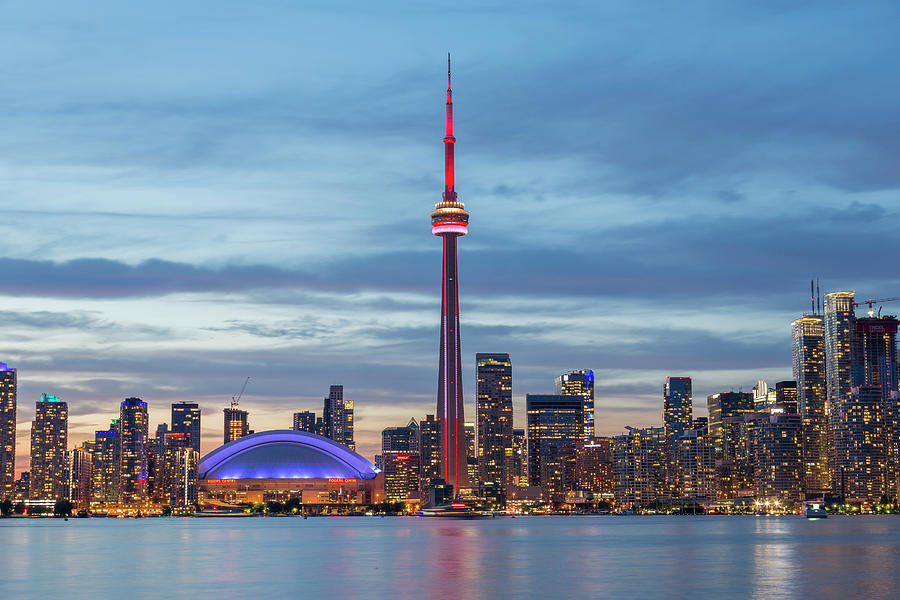 City Skyline At Dusk Cn Tower, Toronto Photograph by Panoramic Images ...