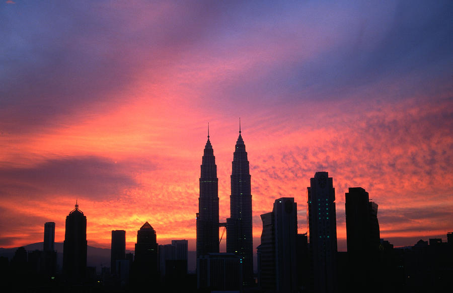 City Skyline At Sunrise Dominated By Photograph by Manfred Gottschalk