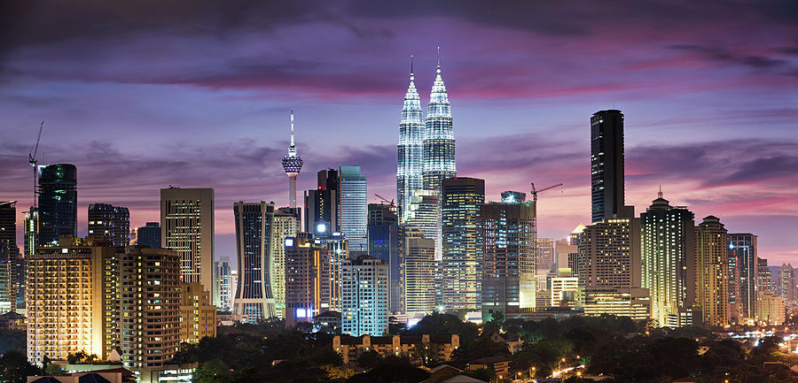 City Skyline - Kuala Lumpur At Dusk Photograph by Hadynyah