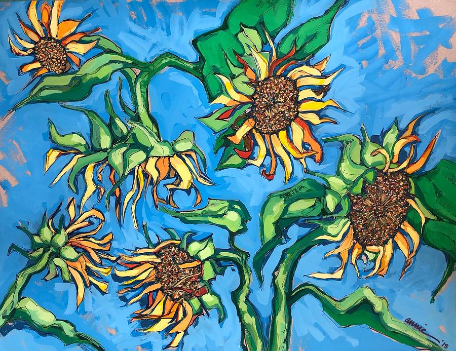 City Sunflowers Painting by Annie Scheumbauer - Fine Art America