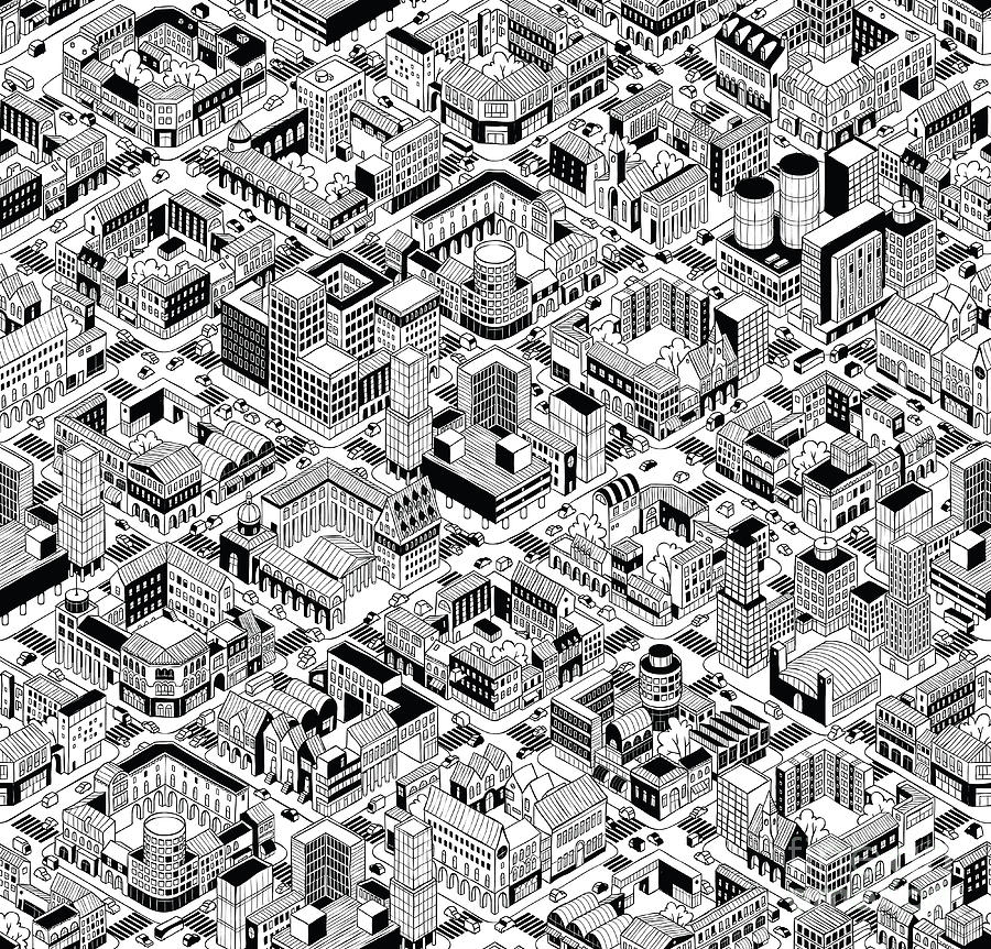 City Urban Blocks Seamless Pattern Digital Art by Vook - Fine Art America